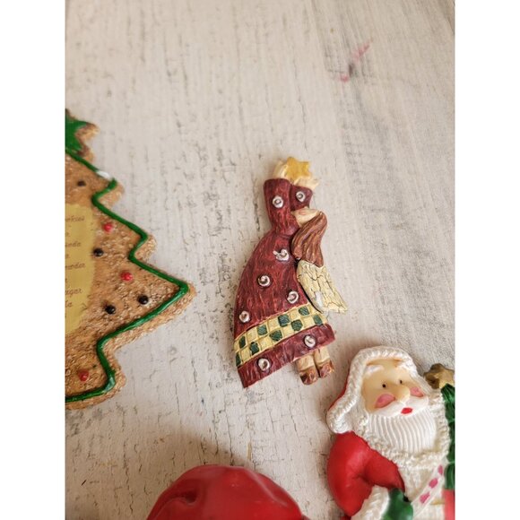 Vintage gingerbread cookie Tree Santa Claus magnet set Xmas decor - Picture 5 of 6